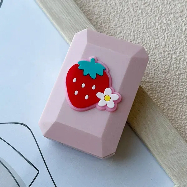 Korean-Style Pink Strawberry Contact Lens Travel Kit