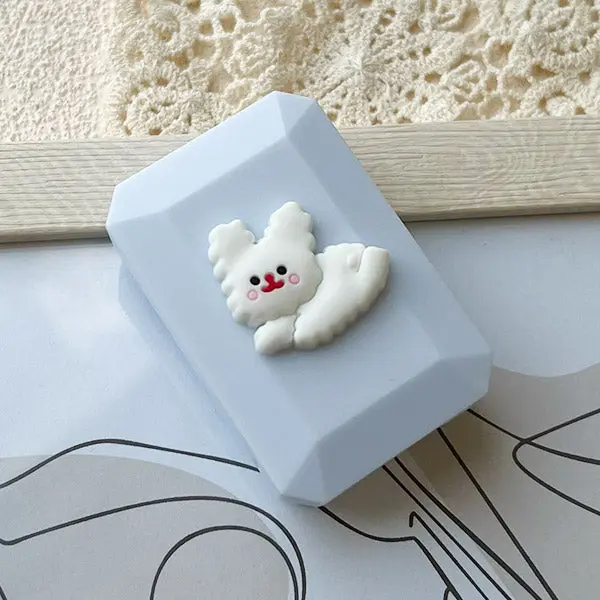 Korean-Style White Teddy Contact Lens Travel Kit
